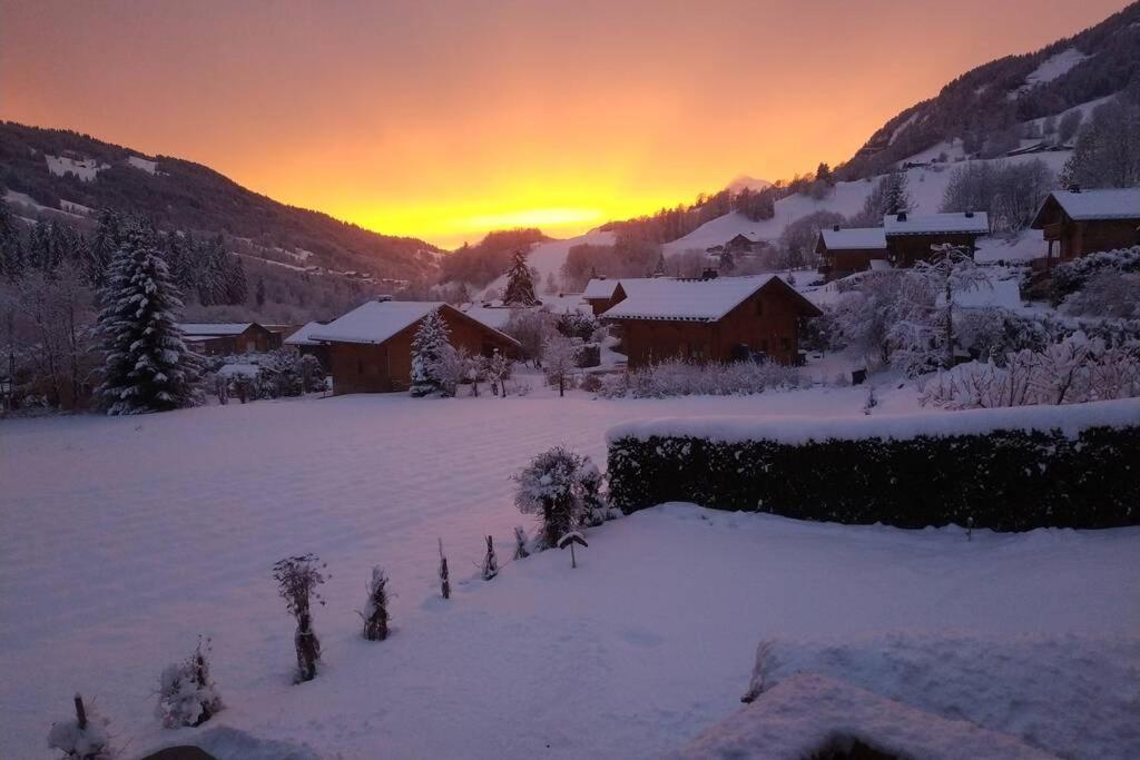 A4 Km De Megeve Tres Joli Studio Avec Jacuzzi ,Vue Sur Les Montagnes Au Calme Praz-sur-Arly Buitenkant foto