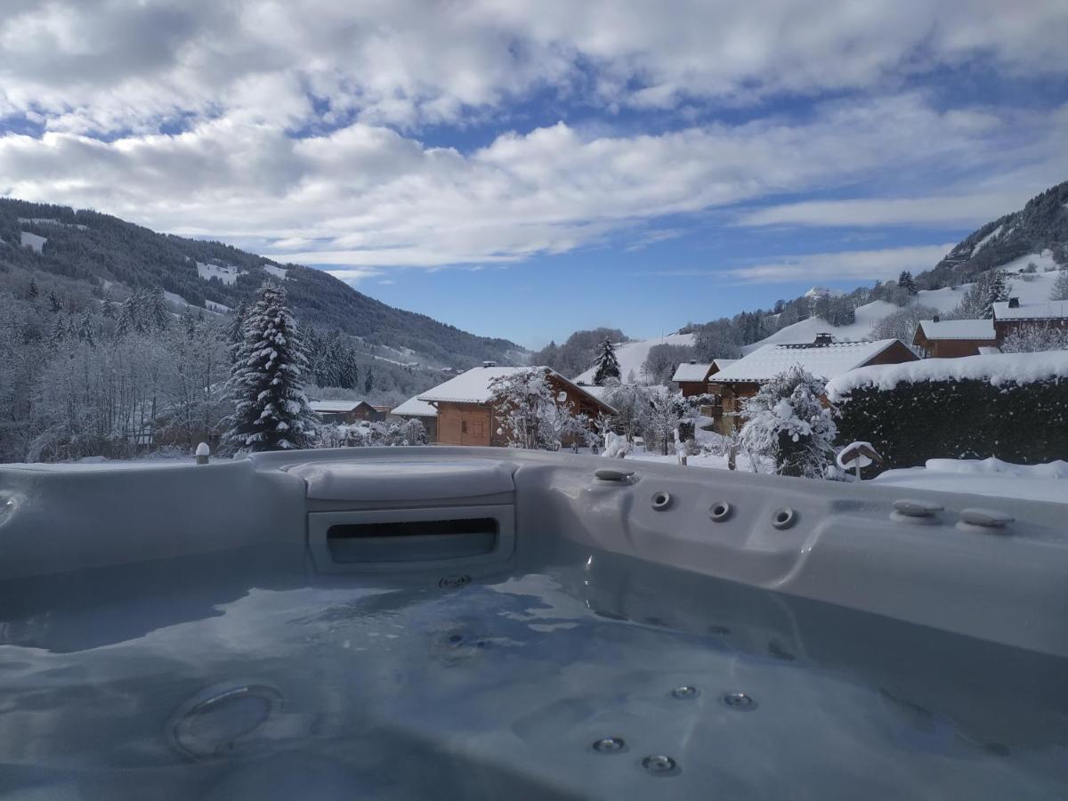 A4 Km De Megeve Tres Joli Studio Avec Jacuzzi ,Vue Sur Les Montagnes Au Calme Praz-sur-Arly Buitenkant foto